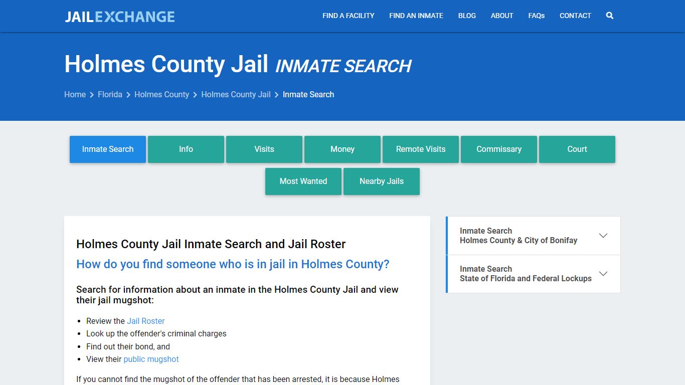 Inmate Search: Roster & Mugshots - Holmes County Jail, FL